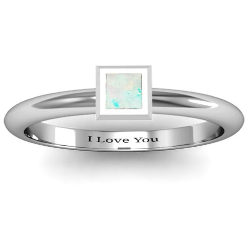 Ovation Classic Princess Setting Ring – Sterling Silver with Opal