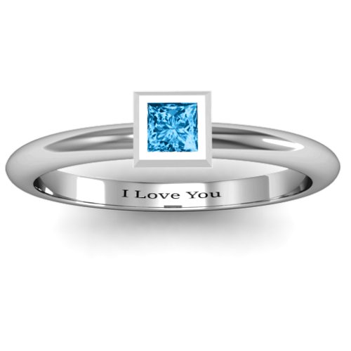 Ovation Classic Princess Setting Ring – Sterling Silver with Blue Topaz