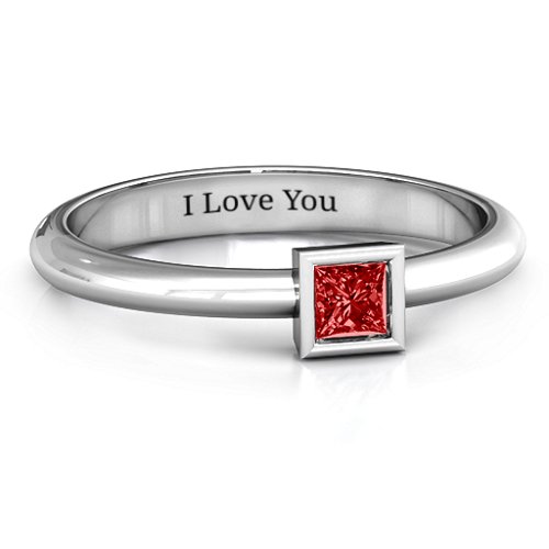 Ovation Classic Princess Setting Ring – Sterling Silver with Garnet