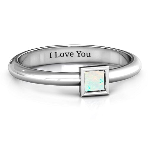Ovation Classic Princess Setting Ring – Sterling Silver with Opal