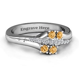 Four Stone Ring with Accents