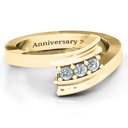 Three Stone Ridged Bypass Ring