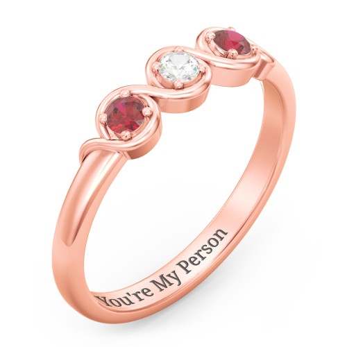 Triple Wave Ring – 9kt Rose Gold with Garnet and Cubic Zirconia