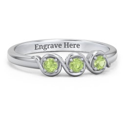 Triple Wave Ring in 925 Sterling Silver with Peridot