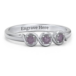Triple Wave Ring in 925 Sterling Silver with Alexandrite