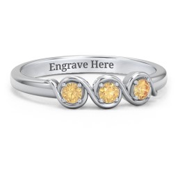 Triple Wave Ring in 925 Sterling Silver with Citrine