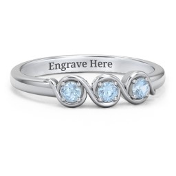 Triple Wave Ring in 925 Sterling Silver with Blue Topaz