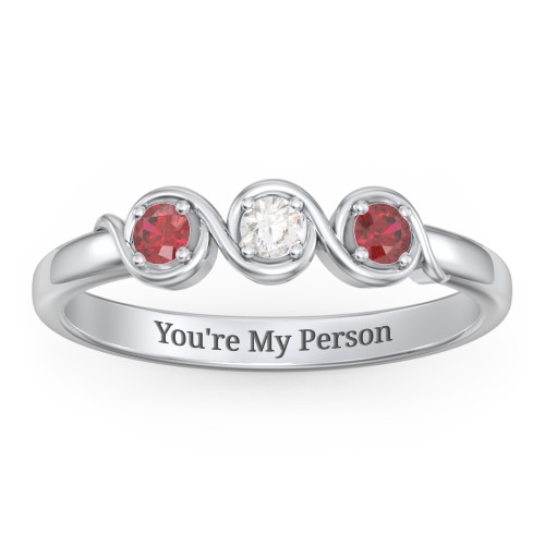 Triple Wave Ring – Sterling Silver with Garnet and Cubic Zirconia