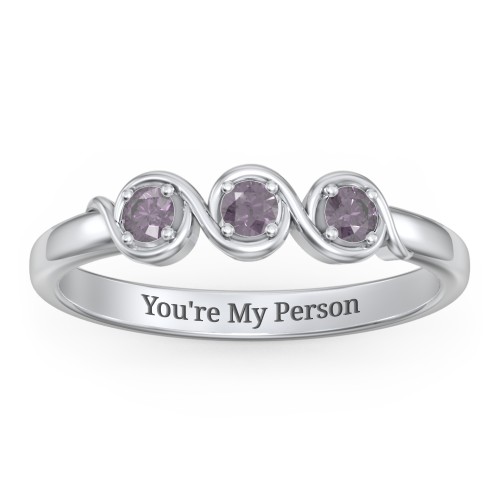 Triple Wave Ring – Sterling Silver with Alexandrite