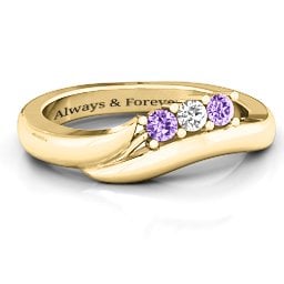 Three Stone Single Bypass Ring