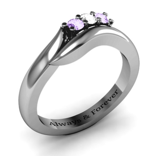 Three Stone Single Bypass Ring