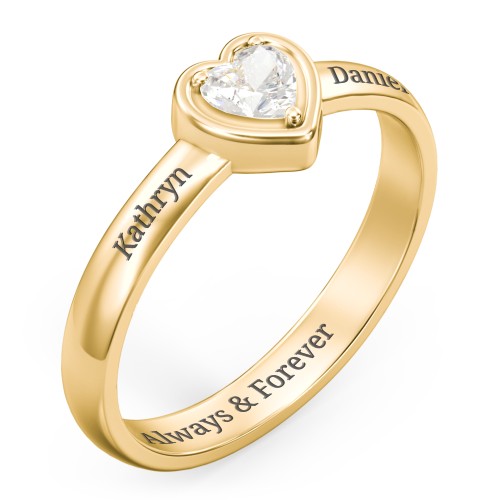 Heart in a Heart Ring – 9kt Yellow Gold with Cubic Zirconia