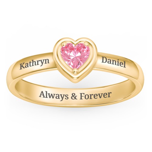 Heart in a Heart Ring – 18K Gold Plated Silver with Pink Tourmaline