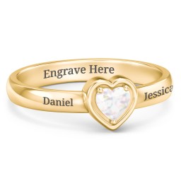 Heart in a Heart Ring in 18K Gold Plated Silver with Opal