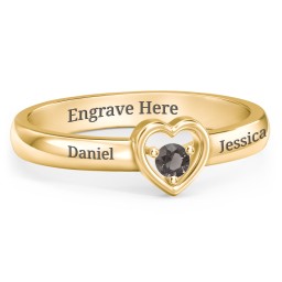 Solitaire Heart Ring in 18K Gold Plated Silver