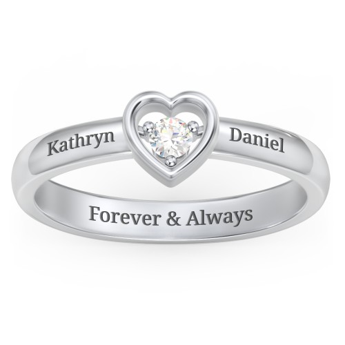 Solitaire Heart Ring – Sterling Silver with Cubic Zirconia
