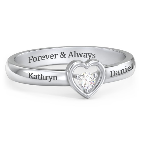 Solitaire Heart Ring – Sterling Silver with Cubic Zirconia