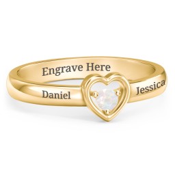 Solitaire Heart Ring in 18K Gold Plated Silver with Opal