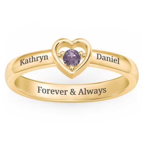 Solitaire Heart Ring – 18K Gold Plated Silver with Alexandrite