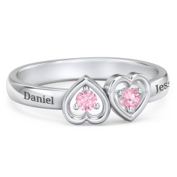 Inverted Kissing Hearts Ring