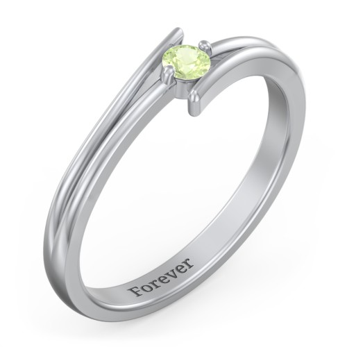 Double Line Bypass Ring – Sterling Silver with Peridot