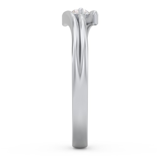 Double Line Bypass Ring – Sterling Silver with Diamond