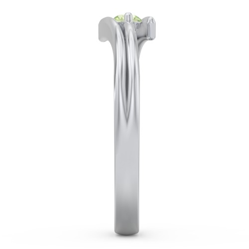 Double Line Bypass Ring – Sterling Silver with Peridot