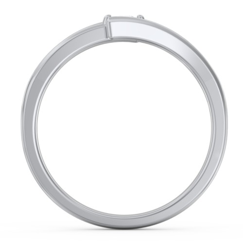 Double Line Bypass Ring – Sterling Silver with Diamond