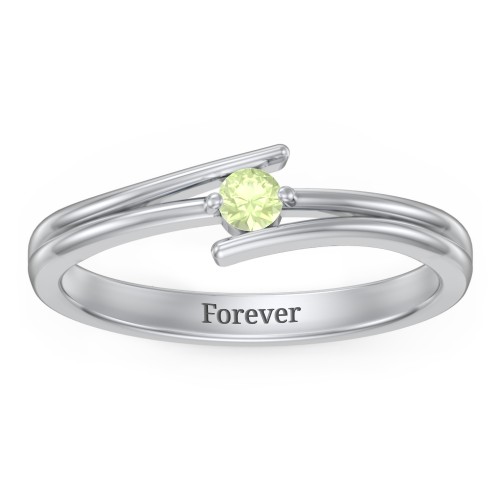 Double Line Bypass Ring – Sterling Silver with Peridot