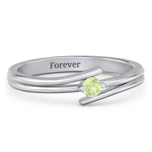 Double Line Bypass Ring – Sterling Silver with Peridot