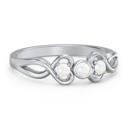 Twin Hearts with Centre Bezel Ring