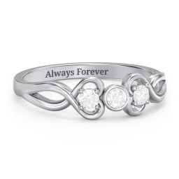 Twin Hearts with Centre Bezel Ring