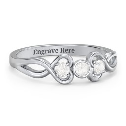 Twin Hearts with Centre Bezel Ring