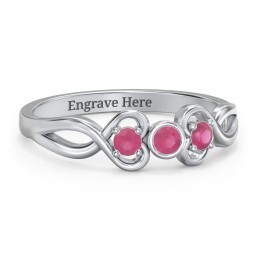 Twin Hearts with Centre Bezel Ring