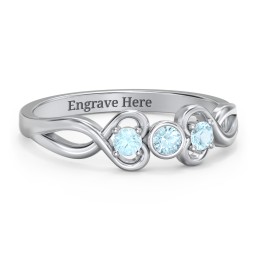 Twin Hearts with Centre Bezel Ring