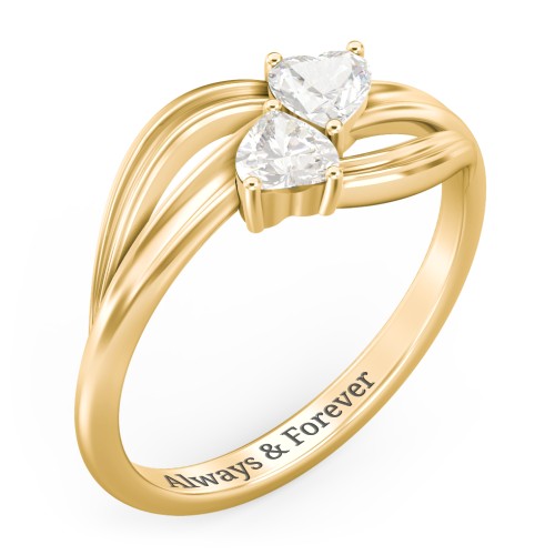 A "Couple" of Hearts Ring – 9kt Yellow Gold with Cubic Zirconia
