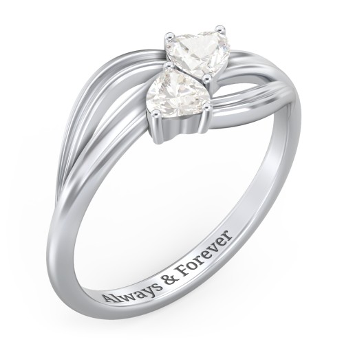 A "Couple" of Hearts Ring – Sterling Silver with Cubic Zirconia