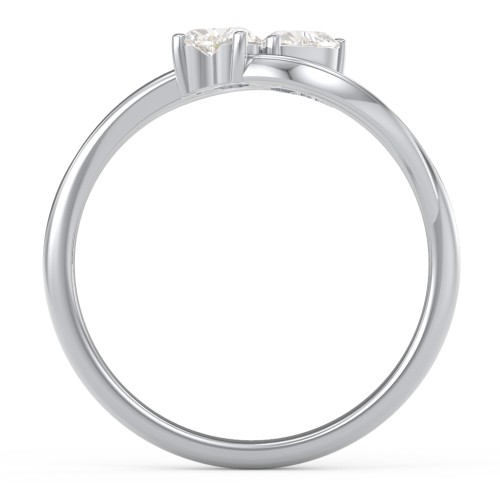 A "Couple" of Hearts Ring – Sterling Silver with Cubic Zirconia