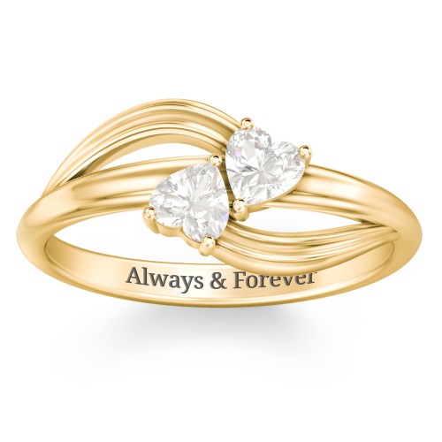 A "Couple" of Hearts Ring – 9kt Yellow Gold with Cubic Zirconia