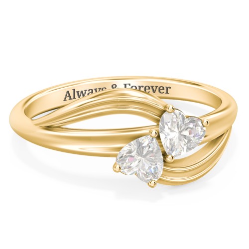 A "Couple" of Hearts Ring – 9kt Yellow Gold with Cubic Zirconia