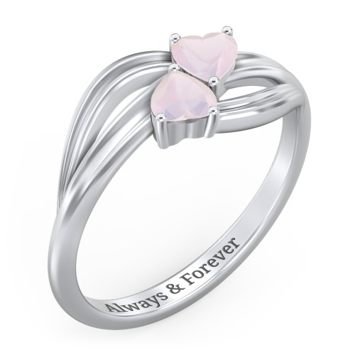 A "Couple" of Hearts Ring – Sterling Silver with Opal