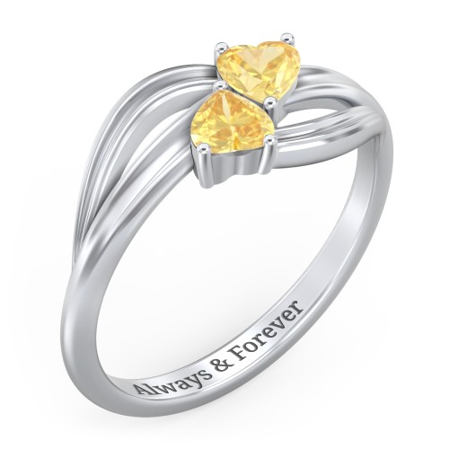 A "Couple" of Hearts Ring – Sterling Silver with Citrine