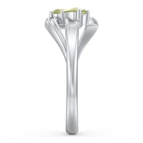 A "Couple" of Hearts Ring – Sterling Silver with Peridot