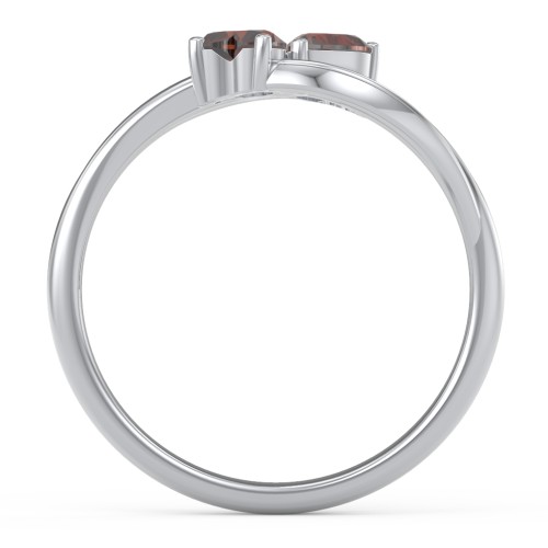 A "Couple" of Hearts Ring – Sterling Silver with Garnet
