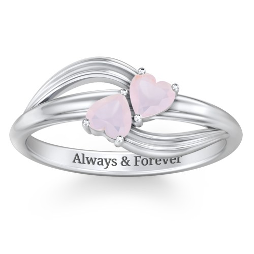 A "Couple" of Hearts Ring – Sterling Silver with Opal