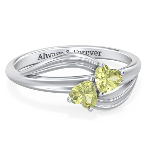 A "Couple" of Hearts Ring – Sterling Silver with Peridot