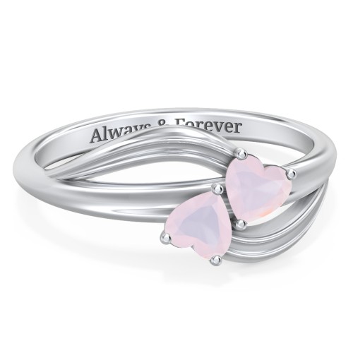 A "Couple" of Hearts Ring – Sterling Silver with Opal