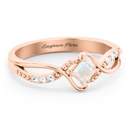 Solitaire Princess Cut Ring with Twisted Split Shank and Accents