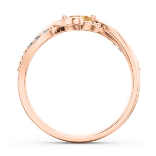 Solitaire Princess Cut Ring with Twisted Split Shank and Accents