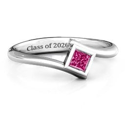 Princess Cut Bypass Ring in 925 Sterling Silver with Ruby